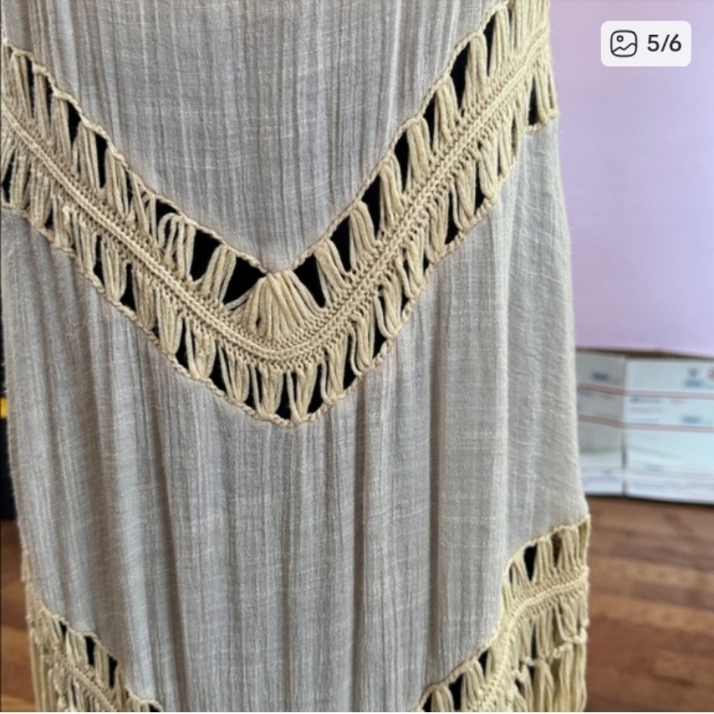Umgee Beige Fringe Knit Vest Boho Size  Large - Picture 5 of 6